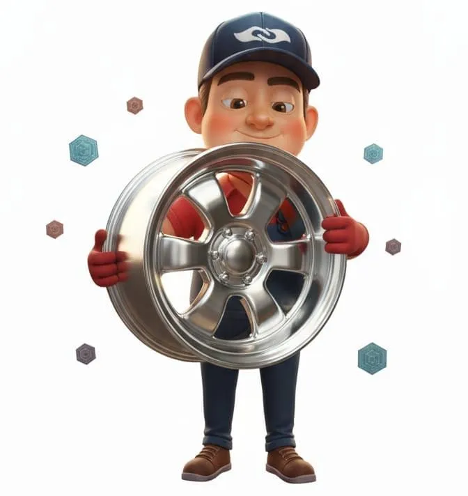 Dibujo de un trabajador de Aliados en Intermediación S.A.S. sosteniendo un repuesto.